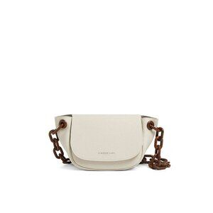 Elegant White Crossbody Bag with Chain Detail